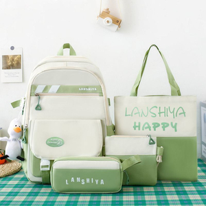 Stylish Large Canvas Student Backpack Set with Custom Logo Waterproof and Casual Design for Teenagers - Product Image 6