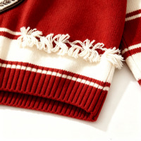 Nouveau style tendance, cardigan personnalisé ODM avec étiquette, boutons décoratifs, lettres, col en V surdimensionné, tricoté en polyester/nylon