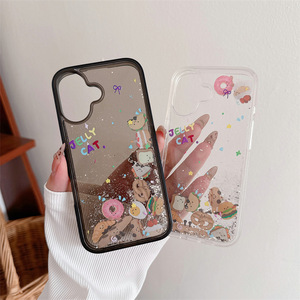 Ins thiết kế sáng tạo Croissant Donut trượt lỏng QuickSand trường hợp đối với <span class=keywords><strong>iPhone</strong></span> 16 15Promax bảo vệ chống sốc di động - Product Image 4