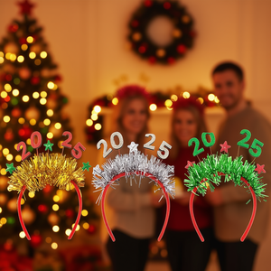 Serre-têtes en plastique à paillettes Nouvel An 2025, multicolores, accessoires de cheveux pour fête de Noël, unisexe, décoratifs - Product Image 2