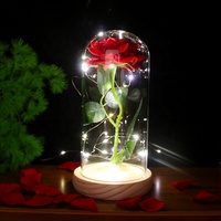 Roses éternelles Fleurs préservées Roses éternelles dans un verre Cadeau pour la fête des mères Saint-Valentin
