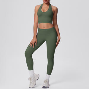 Ensemble de yoga personnalisé pour femmes, 5 pièces, respirant, grande taille, soutien-gorge push-up, legging de sport, tenue de fitness - Product Image 2