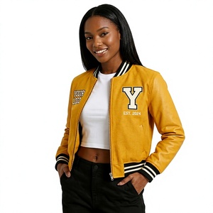 Personalized Leather Sleeve <b>Women</b> Zip Up Varsity <b>Jacket</b> Custom Embroidered Letterman College <b>Bomber</b> <b>Jacket</b> 2026 - Product Image 3