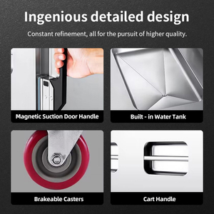 पोर्टेबल 11 लेयर इंसुलेटेड स्टेनलेस स्टील फूड कार्ट रेस्तरां के लिए आउटडोर खानपान रसोई उपकरण के लिए आसान परिवहन - Product Image 3