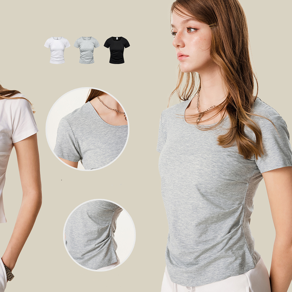 Sexy Casual Wear Fitness Slim Fit Round Neck Cropped T-Shirt Custom Logo Plain Sport T Shirt Women