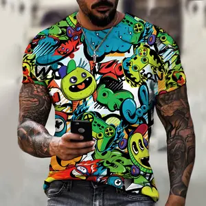 China import hip hop t shirt stylish shirt Retro doodle custom print t-shirts