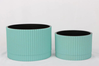 Jardinières modernes en plastique PP à rayures cylindriques avec trous de drainage pour plantes succulentes d'intérieur et plantes au sol
