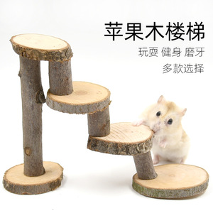 Wooden Climbing Stairs For <b>Small</b> Animals 18x7x15cm 4 <b>Steps</b> Durable Applewood <b>Ladder</b> Toy - Product Image 4