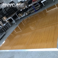 Plancher de danse portable SICO Star Light II, installation facile, système de fixation Cam Lock, carré, bois gris foncé, économique, pour salles de banquet