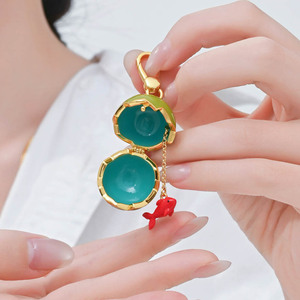 Pendentif boule de noix de <span class=keywords><strong>coco</strong></span> verte en émail 3D, collier poisson rouge ouvrable - Product Image 4