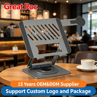 Support d'ordinateur portable ergonomique rotatif à 360° Smarto L30 haut de gamme avec support pour téléphone et hub USB, hauteur et angle réglables pour ordinateurs portables de 17 pouces
