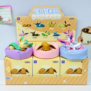 Figurines <span class=keywords><strong>de</strong></span> <span class=keywords><strong>Pokémon</strong></span> Eevee endormies, authentiques, en PVC, style dessin animé japonais, mignonnes, tendance, en boîte mystère, décorations <span class=keywords><strong>de</strong></span> bureau - Product Image 2