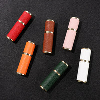Flacons de voyage portables en verre borosilicate cylindriques en cuir de 5 ml et 10 ml, rechargeables, avec pulvérisateur à pompe pour échantillons de parfum