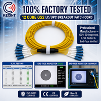 Kabel Patch Fiber Optik KEXINT 12 Fiber Single Mode OS2 LC/UPC Breakout Fan-out untuk Pusat Data dan Telekomunikasi