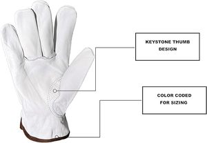 <span class=keywords><strong>Guanti</strong></span> da Lavoro in Pelle di Vacchetta Bianca per Camionisti, Saldatori e Operai Edili, Grado BC, Prezzo all'Ingrosso Conveniente - Product Image 6