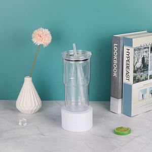 Bulk Wholesale 20oz <b>Plastic</b> Tumbler Double Wall with Straw Lid for Food Truck Street Beverage - Product Image 4