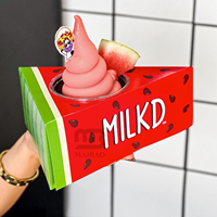 Conception personnalisée emballage de tasse de crème glacée à emporter Eco Cafe Store yaourt glace pilée Bingsu doux servir des gobelets en papier dans une boîte avec cuillère