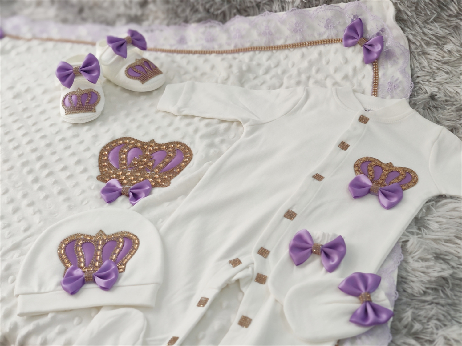 Purple crown bow