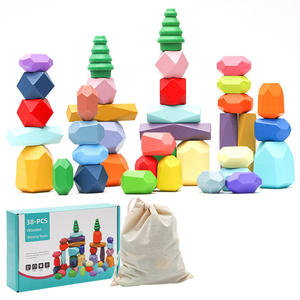 Chất Lượng Cao Trẻ Em Bằng Gỗ Cầu Vồng Xếp Chồng Đá Trò Chơi Montessori Giáo Dục Cân Bằng Xây Dựng Khối Cho Trẻ Em - Product Image 2