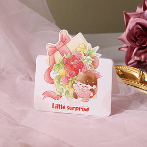 Cartes de vœux personnalisées pour la fête des mères, mini-cartes de vœux avec des fleurs de dessin animé, papier offset, vente en gros d'usine - Product Image 2