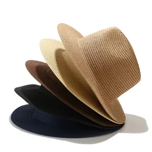 หมวกปีกกว้างสำหรับผู้หญิงและผู้ชาย,หมวกกันแดดใส่เดินชายหาดลายปานามาแบบสั่งตัดธรรมดาฤดูร้อน