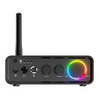 M19 BT 5.3 Amplifier Stereo Receiver, penerima Stereo 2 saluran 100W * 2 HiFi Kelas D Amp dengan Input RCA/optik/koaksial/mikrofon kontrol Treble Bass