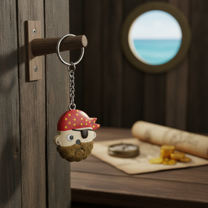 Portachiavi pirata con barba, mini peluche per bambini e adulti - Product Image 3