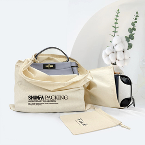 Bán buôn Linen lớn quần áo sang trọng biểu tượng tùy chỉnh bao gồm máy hút bụi PURSE bông bụi vải Dây Kéo Túi cho túi xách - Product Image 6