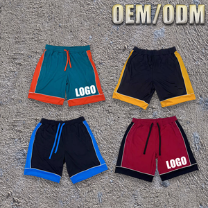Shorts de sport décontractés en coton pour hommes, style rétro, avec logo brodé personnalisé, en molleton français, pour le football et le basketball - Product Image 1
