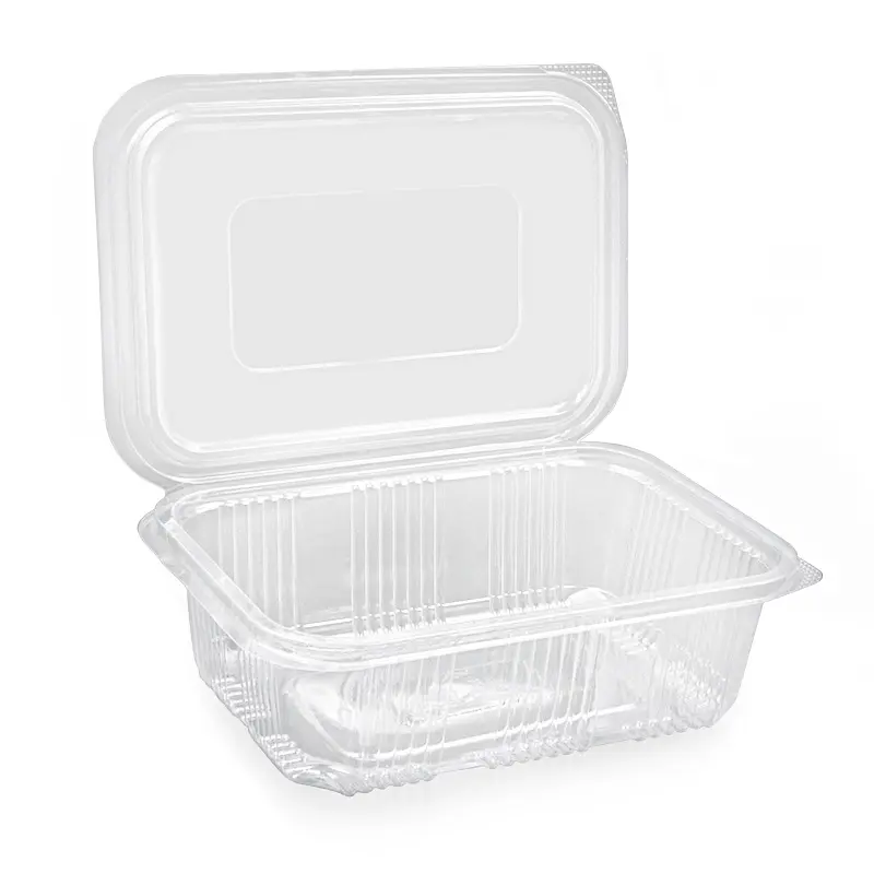 China supplier 750ML PET Wholesale Transparent disposable Packaging rectangular flip plastic food take away containers