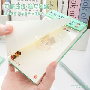 80sheets Cute Animal Print Hardcover Tearable Lined <b>Memo</b> <b>Pads</b> Title Date Bar Portable for Office/School Daily - Product Image 5