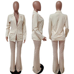 High Quality Sexy Solid Color Coat See Through Pants 2 Piece <b>Set</b> Women Fashion - Product Image 6