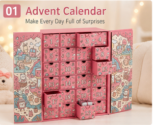 Custom Pink 24 Days Advent Calendar <b>Box</b> with Drawers Rigid Cardboard <b>Christmas</b> Blind <b>Box</b> Mystery Packaging for Gift Wholesale - Product Image 4