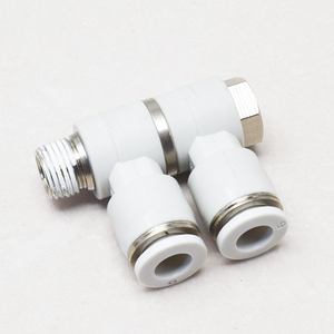 Raccord pneumatique rotatif à trois voies, coude mâle universel <span class=keywords><strong>double</strong></span>, série PHW, <span class=keywords><strong>type</strong></span> F plaqué, 4 6 8 10 12 mm - Product Image 2