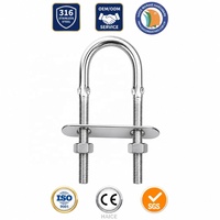 Boulon en U en acier inoxydable 316 pour usage marin avec deux écrous et une plaque M8 x 35 x 80 mm, accessoires de quincaillerie pour la construction navale, les yachts et les bateaux