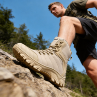Chaussures de sécurité de fabrication industrielle, bottes tactiques imperméables en similicuir personnalisées, bottes tactiques antidérapantes pour hommes