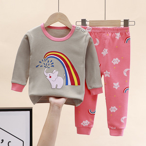 En Gros Ensemble Pyjama Doux Pur Coton à Manches Longues pour Enfants Haut et Pantalon 2 Pièces Tenue de Nuit Décontractée pour Bébés et Enfants <span class=keywords><strong>Pyjamas</strong></span> de Noël - Product Image 2