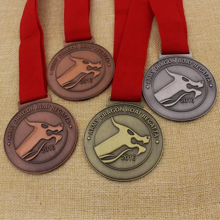 High Quality Custom Soft Enamel Gold Silver Bronze Dragon Boat Regatte Medal