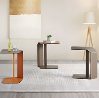 Table d'appoint en cuir minimaliste italienne, table d'appoint moderne minimaliste pour salon