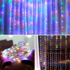 Guirnalda de Luces <span class=keywords><strong>LED</strong></span> de 3x3m, 300 <span class=keywords><strong>LED</strong></span>, 8 Modos, Música, Control Remoto, Cortina de Luces de Cobre para Ventana, <span class=keywords><strong>Cascada</strong></span> de Luces, Decoración Navideña para Interiores, Dormitorio - Product Image 6