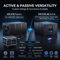 VIO 218 Subwoofer actif professionnel double 18 pouces 2400W RMS, enceinte extérieure avec DSP FIR allemand pour scène, concert, événement