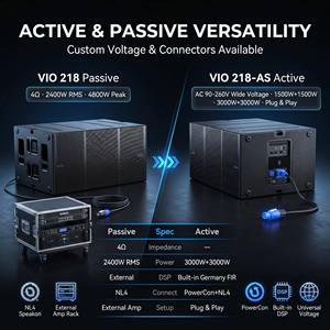 VIO <span class=keywords><strong>218</strong></span> Subwoofer Attivo Professionale Doppio da 18 Pollici 2400W RMS Altoparlante per Esterni con DSP FIR Tedesco per Concerti ed Eventi - Product Image 2