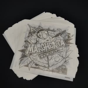 กระดาษห่ออาหารกันไขมัน SP3301 แบบผนังเดียว พิมพ์ลายโลโก้สำหรับแฮมเบอร์เกอร์และพิซซ่า  ผลิตจากกระดาษคราฟท์ เกรดสำหรับอาหาร - Product Image 5