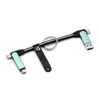 Câble de données porte-clés 6-en-1 USB Type-C en alliage d'aluminium, charge rapide 3A 60W PD, accessoires pour téléphone portable et ordinateur, cadeau d'affaires iOS