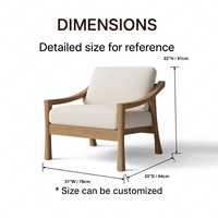 Fauteuil d'appoint en tissu bouclé avec structure en bois, siège unique, pour salon intérieur, mobilier de loisirs avec accoudoirs