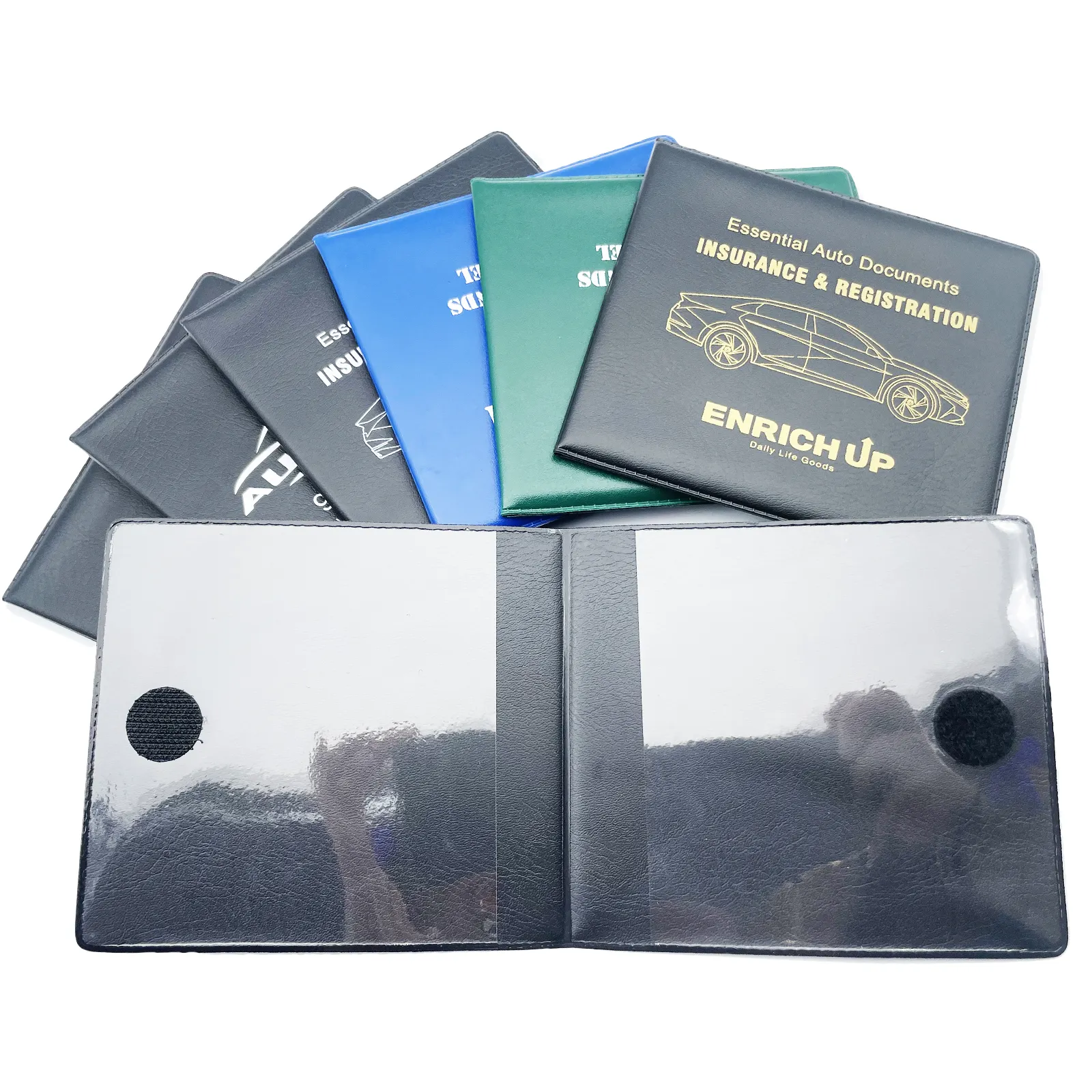 कवर पर कार्ड पॉकेट के साथ पीवीसी ट्रैवल दस्तावेज़ धारक कार पंजीकरण कार्ड दस्तावेज़ वॉलेट