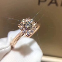Vente flash Bague de mariage classique en argent plaqué or S925, or rose massif, halo de moissanite, diamant de laboratoire cultivé pour homme et femme