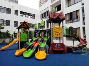 Parco giochi all'aperto con piante verdi scivoli tripli bambini giocano in sicurezza <span class=keywords><strong>divertimento</strong></span> impara a esplorare bene per i parchi - Product Image 4