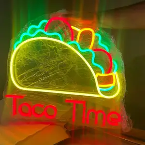 Fabricação Neon Light Sign Logotipo Personalizado Wall Decor Kebab Fast Food Led Light Up Neon Sign Tacos Led Neon Sign