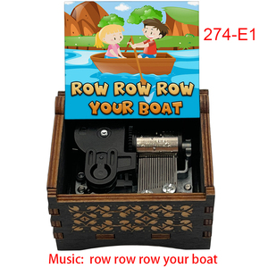Boîte à musique vintage en bois 'Row Row Row Your Boat', cadeau musical spécial, cadeau avec comptoires enfantins pour enfants - Product Image 2